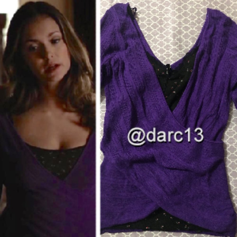Elena Gilbert IV - Guess Long-Sleeve Crossover Sweater & Joe’s Jeans Emma Cami